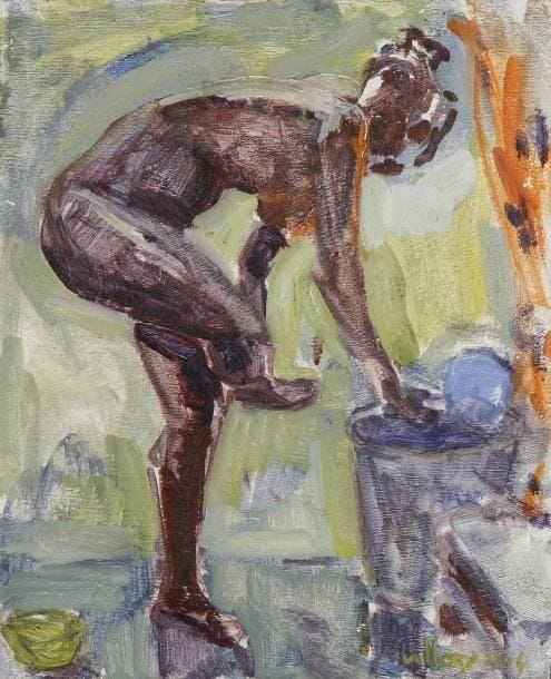 VILLOZ (XXe siècle)
Femme à sa toilette, 2004 Huile sur panneau. Signée et datée en bas à droite. 27 x 22 cm