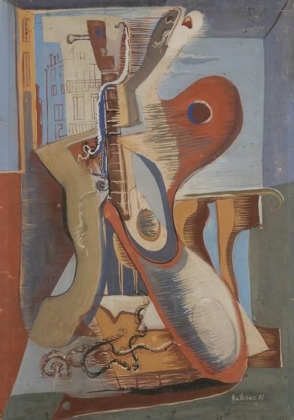 Ervand KOTCHAR [arménien] (1899-1979)
Personnage à la guitare, 1931 Gouache. Signée et datée en bas à droite. 73 x 52 cm