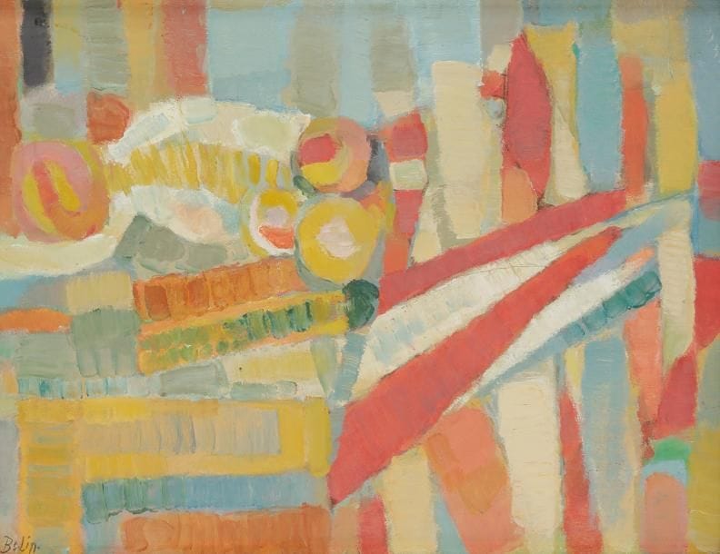 Gustav BOLIN [franco-suédois] (1920-1999)
La Plage, vers 1958-62 Huile sur toile. Signée en bas à gauche. 50 x 65 cm