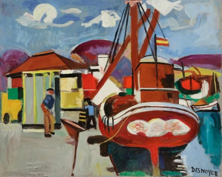 François DESNOYER (1894-1972)
Bateau au port Huile sur toile. Signée en bas à droite. 73 x 92 cm