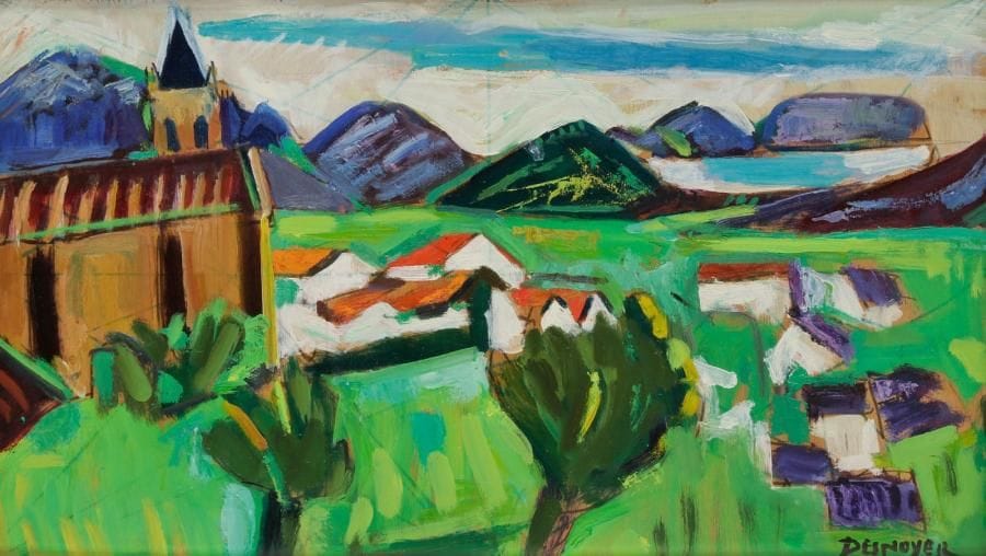 François DESNOYER (1894-1972)
Catilar, paysage de montagne Huile sur panneau. Signée en bas à droite. 35 x 61 cm