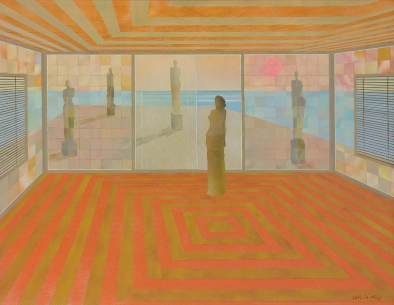 Pierre GARCIA-FONS (né en 1928)
Parmi les statues Huile sur toile. Signée en bas à droite. 89 x 116 cm