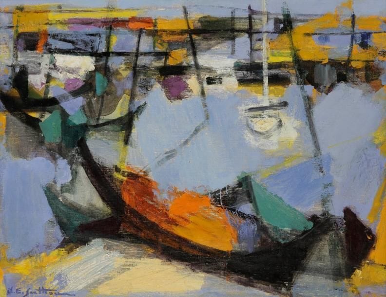 MAURICE-ELIE SARTHOU (1911-1999)
Port de pêche Huile sur toile. Signée en bas à gauche. 50 x 65 cm
