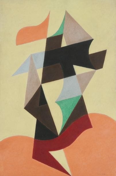 Henrik Neugeboren dit Henri NOUVEAU [franco-roumain] (1901-1959)
Composition abstraite, 1956 Gouache. Monogrammée et datée en bas à droite. Cachet de la succession au dos. 48,5 x 32,5 cm
