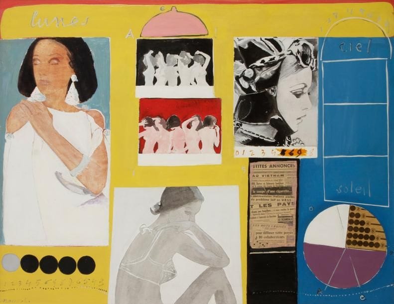 EDGARD NACCACHE (1917-2006)
Images et femmes, 1967 Acrylique sur toile. Signée en bas à gauche. Signée et datée au dos, titrée sur une étiquette. 89 x 116 cm