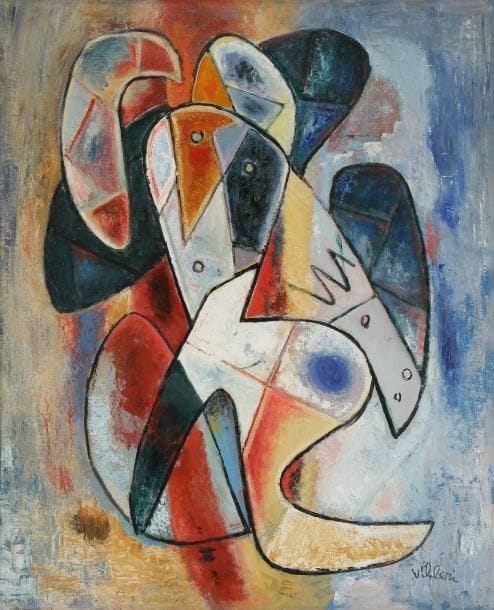 Jean-Dominique VILLERI (1896-1982)
Visages, 1934 Huile sur toile. Signée en bas à droite. Signée, datée et titrée (postérieurement) au dos. (Rentoilage et petites restaurations). 100 x 81 cm Provenance: Galerie Jacques Barbier. Nous remercions madame Anne-Marie Villeri d'avoir confirmé l'authenticité de cette oeuvre