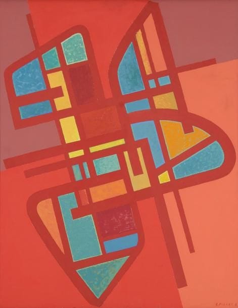 Edgard PILLET (1912-1996)
Plein feux, 1953 Huile sur toile. Signée et datée en bas à droite. Signée, datée et titrée au dos. 92 x 73 cm Nous remercions madame Sylvie Nordmann d'avoir confirmé l'authenticité de cette oeuvre