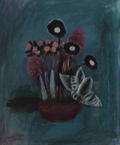 Henri HAYDEN [franco-polonais] (1883-1970)
Fleurs, 1968 Gouache. Signée et datée en bas à gauche. 59 x 48 cm Provenance: - Galerie Suillerot, Paris. - Acheté par l'actuel propriétaire auprès de celle-ci. Bibliographie: Oeuvre en rapport: Philippe Chabert et Christophe Zagrodzki, Samuel Beckett / Hayden, Fragments éditions, Paris, 2005, huile sur toile similaire reproduite page 179