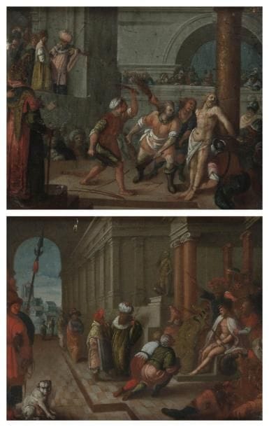 Ecole Flamande du XVIIIe siècle

Le Christ au prétoire
La Flagellation
Paire de cuivres.
13,5 x 17,5 cm
