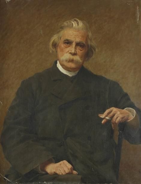 Vlacho BUKOVAC

Portrait de Monsieur Gusman
Sur sa toile d'origine (Pignel Dupont)
91 x 73 cm
Titré, signé, dédicacé et daté en bas à droite
M. Busman / B. BUKOVAC. 1890
(Accidents).
Exposition:
Salon de 1890, n°392.
Originaire de Croatie, Bukovac se forma à l'école des Beaux-Arts de Paris. Elève de Cabanel, Il participa au Salon des artistes français à partir de 1878 jusqu'en 1893. En 1882, son tableau la Grande Isa exposé au Salon, lui apporte une renommée internationale. En 1893, il retourna dans son pays et devint professeur à l''Académie des Beaux-Arts de Prague. Il fut le portraitiste officiel de la cour royale de Serbie