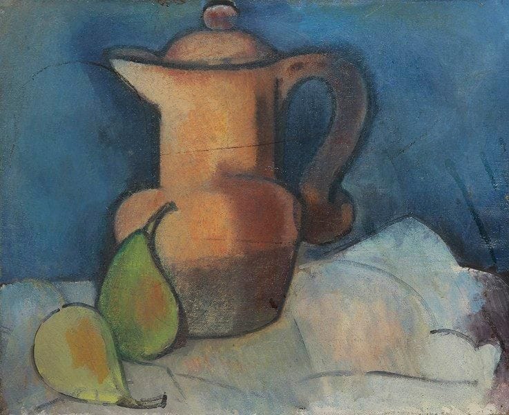 Louis SON (1921-1996)
Pichet et poires Huile sur toile. Non signée. 38 x 46 cm
