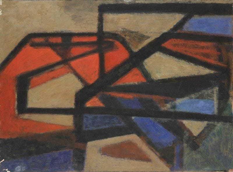 Louis SON (1921-1996)
Le Village Huile sur toile. Non signée. (Accidents). 73 x 100 cm