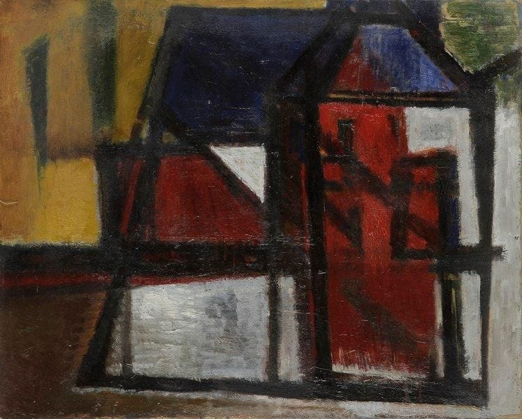 Louis SON (1921-1996)
La Ville Huile sur toile. Non signée. 65 x 81 cm