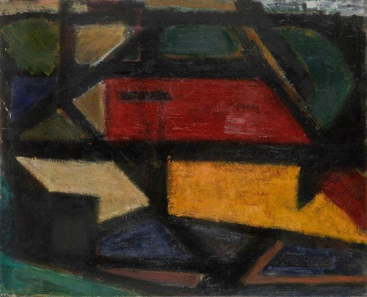 Louis SON (1921-1996)
La Ville  Huile sur toile. Non signée. 81 x 65 cm