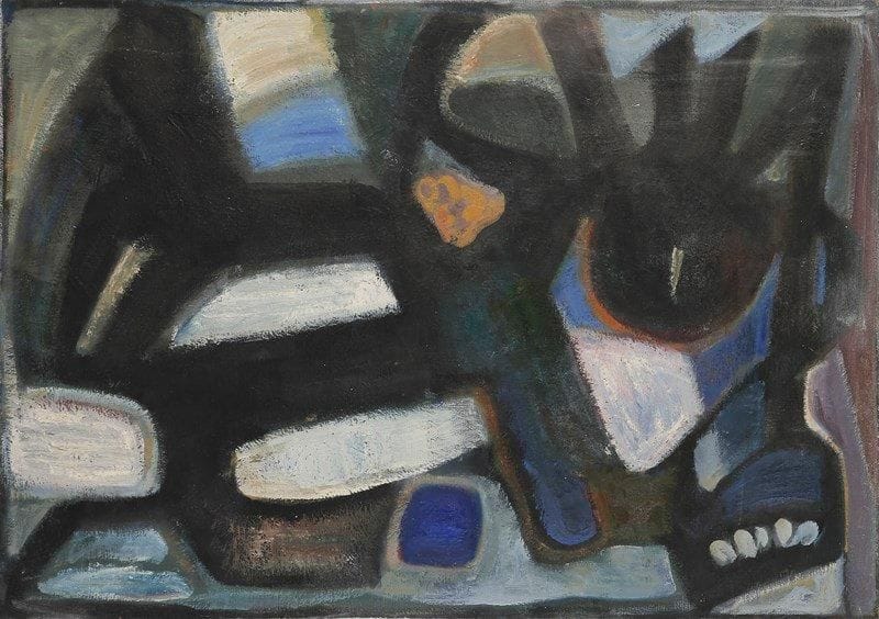 Louis SON (1921-1996)
La Bête, 1966 Huile sur toile. Non signée. Titrée au dos. 81 x 116 cm