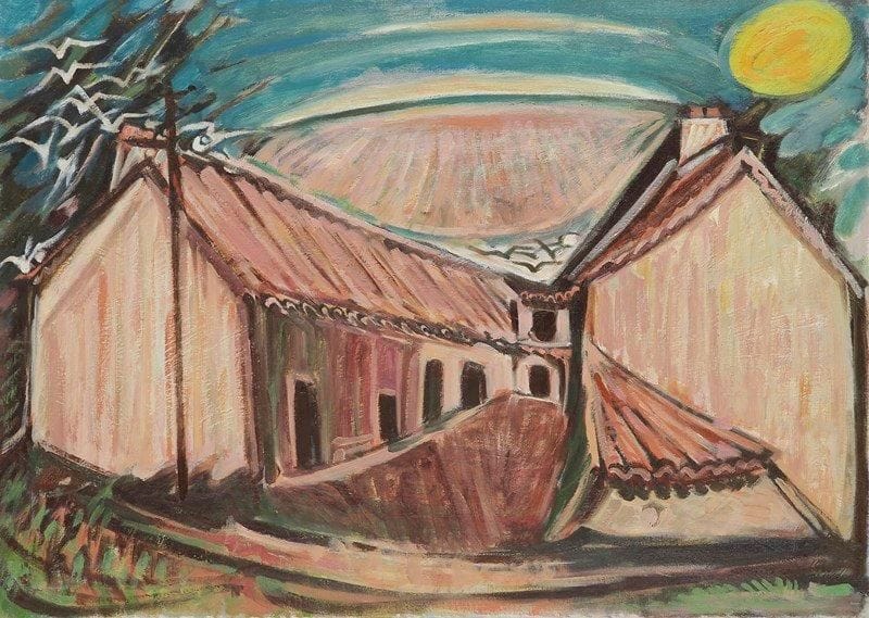 Louis SON (1921-1996)
Maison au crépuscule Huile sur toile. Non signée. 65 x 92 cm