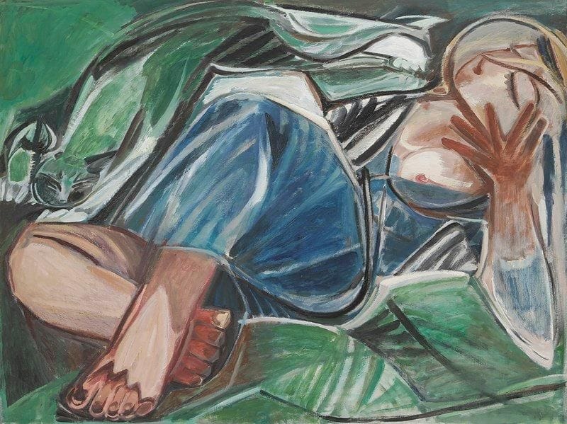 Louis SON (1921-1996)
Femme alanguie Huile sur toile. Non signée. 97 x 130 cm
