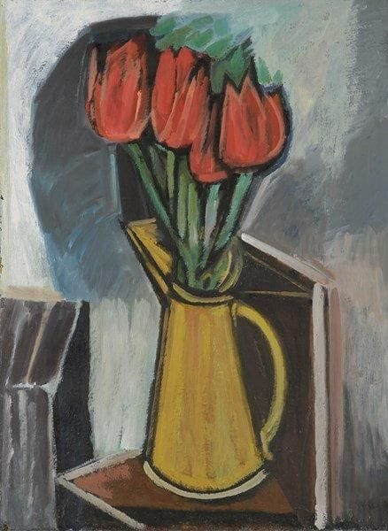 Louis SON (1921-1996)
Pichet aux tulipes Huile sur toile. Non signée. 81 x 60 cm