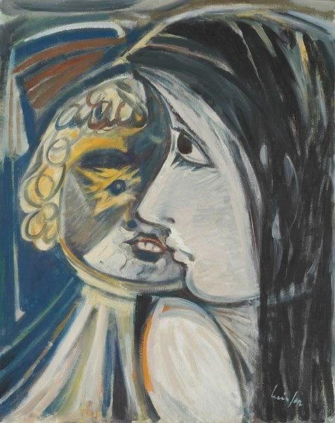 Louis SON (1921-1996)
Femme à l?enfant Huile sur toile. Signée en bas à droite. 92 x 73 cm