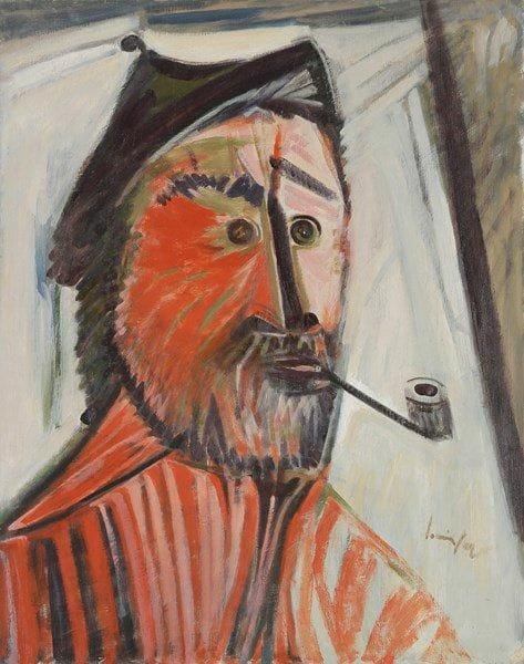 Louis SON (1921-1996)
L?Artiste, vers 1984 Huile sur toile. Signée en bas à droite. Signée et titrée au dos. 92 x 73 cm