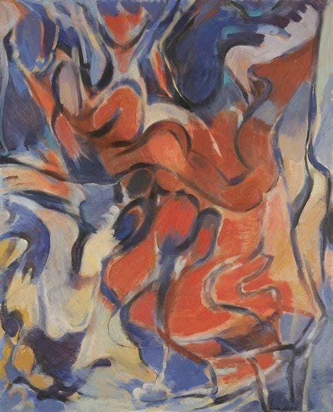 Louis SON (1921-1996)
Le Plongeoir Huile sur toile. Signée en bas à droite. Titrée au dos. 116 x 93 cm