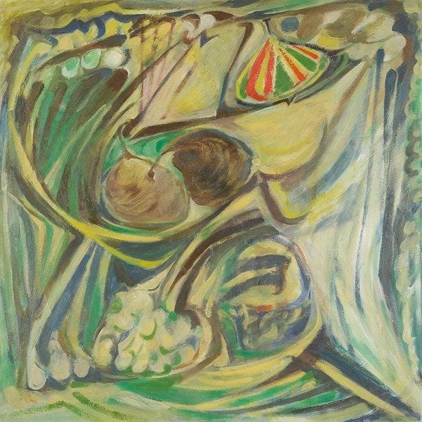 Louis SON (1921-1996)
Flowers, 1982 Huile sur toile. Non signée. Datée et titrée au dos. 100 x 100 cm