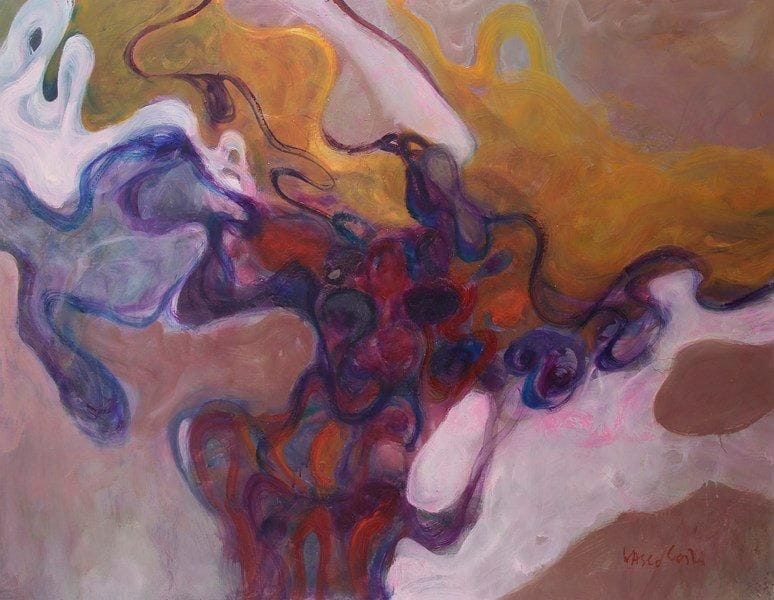 Vasco COSTA (1917-1986)
Jaune, rouge, indigo  Huile sur toile. Signée en bas à droite. 114 x 146 cm