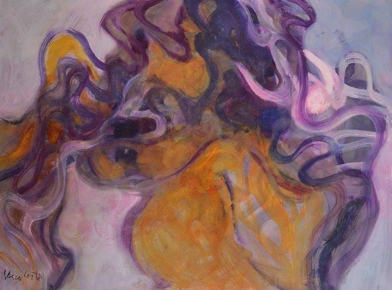 Vasco COSTA (1917-1986)
Jaune et bleu foncé  Huile sur toile. Signée en bas à gauche. 97 x 130 cm
