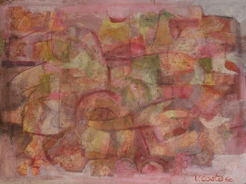 Vasco COSTA (1917-1986)
Peinture, 1960 Huile sur toile. Signée et datée en bas à droite. (Enfoncement). Exposition: Vasco Costa, Centre Culturel portugais de la fondation Calouste Gulbenkian, Paris, reproduit page 21 du catalogue.  97 x 130 cm