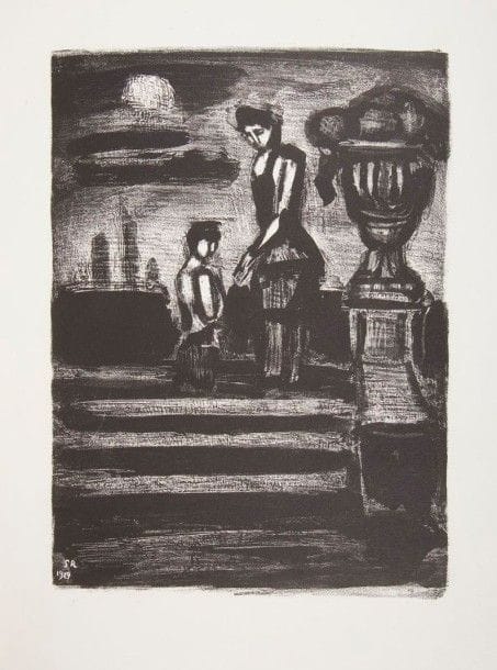 ROUAULT (Georges)
Paysages légendaires, poèmes. Paris: Porteret, 1929. - In-4, broché, couverture rempliée, chemise-étui à rabats.
Édition originale tirée à 165 exemplaires, illustrée par l'auteur de 50 reproductions de dessins dans le texte et à pleine page, et de 6 lithographies originales hors texte.
Un des 132 exemplaires numérotés de 19 à 150. Celui-ci a été offert par l'auteur au docteur Vallon, avec ce bel envoi:
 
Au docteur Vallon - ces pauvres poëmes - en désirant des nouvelles de son fils - 
Poëmes chichement illustrés ou d'un équilibre précaire - à réviser en une édition plus sévère à venir. Georges Rouault
Le docteur Fernand Vallon consacra un article à son ami Rouault dans la revue Art et Médecine en 1935.
Exemplaire parfaitement conservé. Quelques usures à la chemise