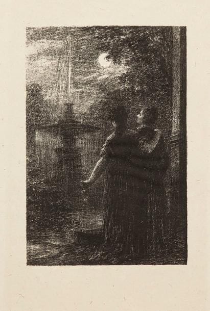 Henri FANTIN-LATOUR (1836-1904)
Tannhauser: Acte III. L'Étoile du Soir; L'Or du Rhin: Scène Ire, Les Filles du Rhin; Béatrice et Bénédict: Acte Ier, Nocturne. 1886-1888. Lithographie. Chaque 153 x 225. Hédiard-Mason 65, 69 et 86. Très belles épreuves, la 1re sur japon, les deux autres sur chine volant. Toutes marges. Ens. 3 p. Provenance: succession d'Auguste Clot, imprimeur lithographe