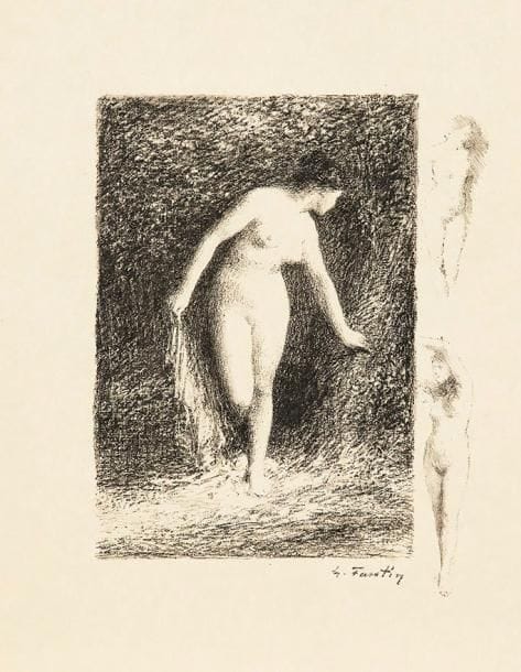 Henri FANTIN-LATOUR (1836-1904)
Illustrations pour les «Poésies» d'André Chénier: Frontispice: L'Aveugle; La Jeune Tarentine (2 épr.); XXIV; Diane. Lithographie. Chaque env. 180 x 240. Hédiard-Mason 161, 168, 171 et 172. Parfaites épreuves d'essai sur simili-japon. Toutes marges. Ens. 5 p. Provenance: succession d'Auguste Clot, imprimeur lithographe