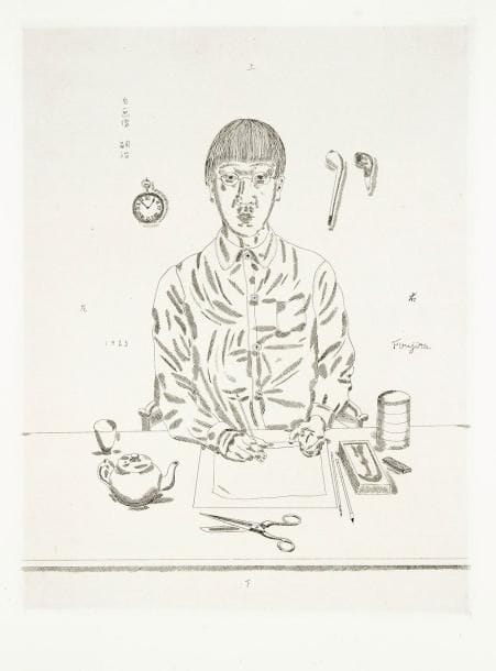Léonard-Tsuguharu FOUJITA (1886-1968)
Autoportrait. 1923. Eau-forte. 317 x 415. Johnson 58; Buisson 23-22. Parfaite épreuve sur vélin blanc fort, non signée comme à l'ordinaire. Toutes marges non ébarbées. Tirage à environ 150 épreuves. A. Vollard éditeur