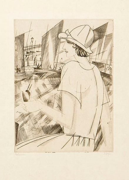Jean-Emile LABOUREUR (1877-1943)
Jeune fille au cocktail (Le Croisic). 1921. Burin. 120 x 165. Laboureur 224. Très belle épreuve sur vergé blanc mince, l'une des 8 du 1er état (sur 2), avant de nouveaux travaux et avant le monogramme, signée et numérotée à la mine de plomb. Toutes marges. Tirage total à 73 épreuves. Joint: Jeune fille au chapeau blanc. 1921. Eau-forte et burin. 115 x 182. Laboureur 223. Très belle épreuve tirée sur vélin mince parme appliqué, non signée. Légères rousseurs. Toutes marges. Tirage à 47 épreuves. Ens. 2 p