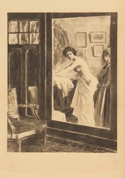 Alexandre LUNOIS (1863-1916)
Femme à sa toilette; Mme Lunois; Femme assise en chapeau; Junon et son paon. Lithographie. Formats divers. Très belles épreuves sur différents papiers, la 1re signée à la mine de plomb. Toutes marges. Ens. 4 p. Provenance: succession d'Auguste Clot, imprimeur lithographe