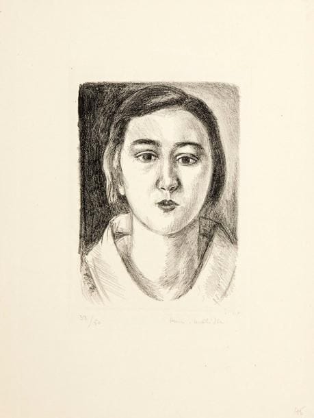 Henri MATISSE (1869-1954)
Jeune fille au col d'organdi. 1923. Lithographie. 150 x 200. Duthuit-Garnaud 428. Parfaite épreuve sur chine volant, numérotée et signée à la mine de plomb. Toutes marges. Tirage à 50 épreuves