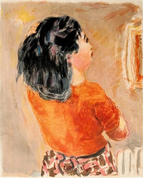 Pierre Bonnard (1867-1947) (d'après)
Jeune fille vue de dos. 1942-1946. Lithographie par J. Villon. [520 x 655]. Bouvet 123; Ginestet et Pouillon 693. Impression en couleurs. Très belle épreuve tirée pleines marges, numérotée et signée du monogramme par Bonnard. Tirage à 80 épreuves. Cadre