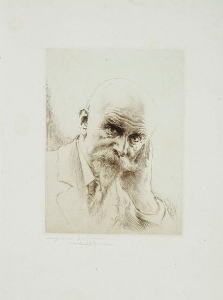 Edgar CHAHINE (1874-1947)
Portrait de J. K. Huysmans; Portrait de Baudelaire (d'après Carjat). 1933. Pointe sèche. 130 x 170 et 135 x 180. Très belles épreuves tirées en noir bistré sur vergé azuré, signées à la mine de plomb, la 1re annotée «imprimé par moi». Toutes marges. Ens. 2 p
