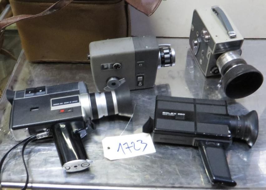 Lot de caméras 8 ou super 8: CANON 518 SV, BOLEX 350, PENTAFLEX, ELMO 8S. (accidents)