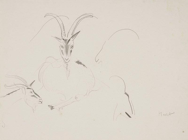 Joseph HECHT (1891-1951)

Études de bouquetins, vers 1930
Dessin à la mine de plomb sur vergé de Montval.
Signé en bas à droite.
29.5 x 39.5 cm
