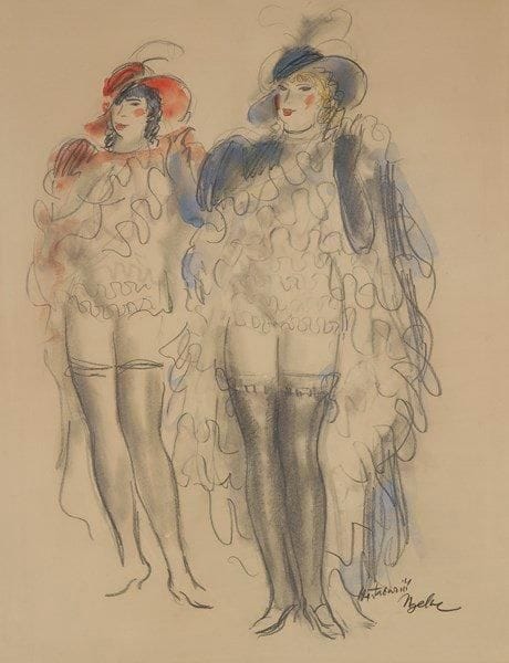 Milivoy UZELAC [bosniaque] (1897-1977)

Deux travestis au Tabarin
Dessin au crayon de couleurs.
Signé et situé en bas à droite.
53 x 40 cm
