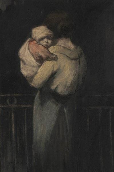 Théophile Alexandre STEINLEN (1859-1923)

Femme et enfant au balcon
Dessin au pastel et traits de crayon noir.
Signé en bas à gauche.
58 x 39 cm
