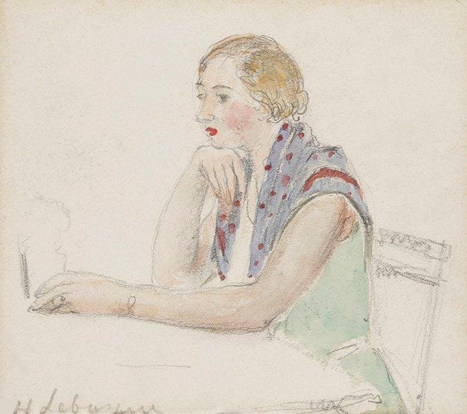Henri LEBASQUE (1865-1937)

Jeune femme au verre
Dessin au crayon et aquarelle.
Signé en bas à gauche.
12.5 x 14 cm
