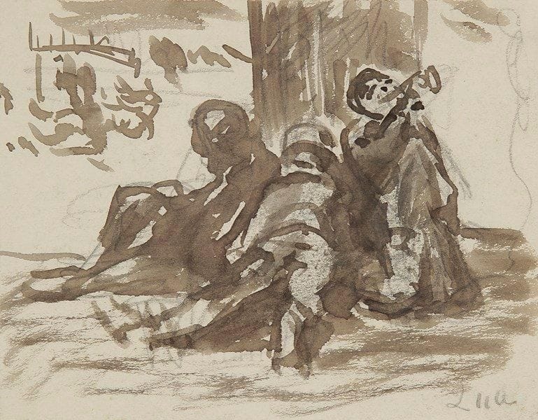 Maximilien Luce (1858-1941)

Personnages assis
Dessin au lavis sur traits de crayon.
Signé en bas à droite.
11.5 x 15 cm

