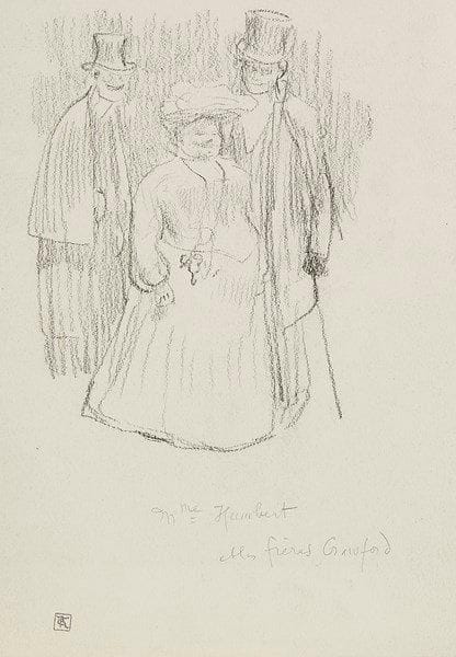 Armand RASSENFOSSE [suédois] (1862-1934)

Mme Humbert et les frères Crawford - Étude d'élégante au chapeau
Dessin double face au crayon noir.
Porte le cachet de l'artiste en bas à gauche.
19 x 13.5 cm