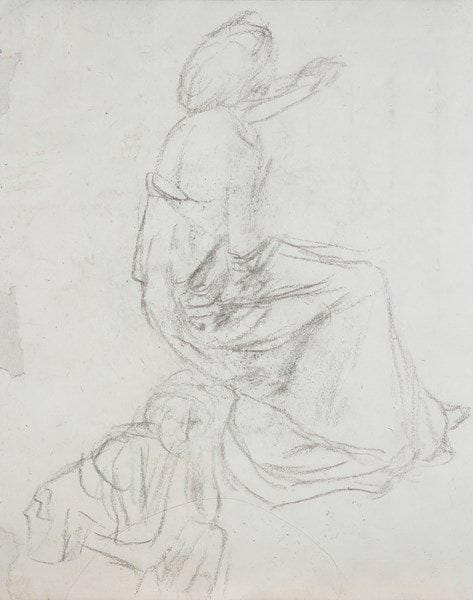 Pierre BONNARD (1867-1947)

Jeune femme assise le bras tendu et femme accoudée
Dessin au crayon.
Non signé.
Réalisé au dos d'une lithographie. (Nombreuses restaurations, papier doublé).
31 x 24 cm
Provenance: 
Famille de l'artiste.

