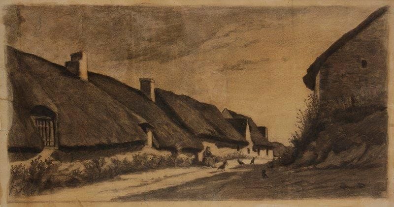 Karl DAUBIGNY (1846-1886)

Chaumières à Auvers
Dessin au crayon noir.
Monogrammé en bas à droite.
Annoté et titré. (Déchirures et restaurations).
46 x 83 cm
