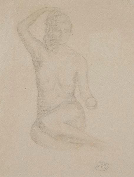 Aristide MAILLOL (1861-1944)

Femme nue assise la main dans les cheveux
Dessin au crayon sur vergé.
Porte le cachet de l'artiste en bas à droite (Lugt 1852a).
37 x 28 cm
