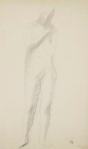 Léopold SURVAGE [franco-russe] (1879-1968)

Nu debout, 1928
Dessin à la mine de plomb et estompe.
Signé et daté en bas à droite.
Porte le cachet Atelier Survage.
44 x 27 cm