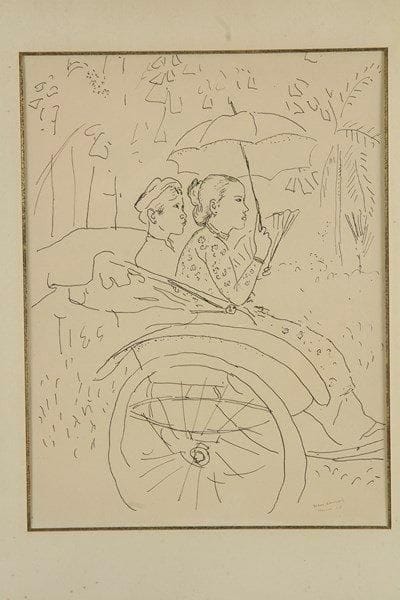 Jean LAUNOIS (1918-1942)

Le Pousse-pousse, 1924
Dessin à l'encre.
Signé, daté et situé Hanoï en bas à droite.
32.5 x 25 cm
